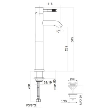 Miscelatore a canna alta per lavabo | Xenon
