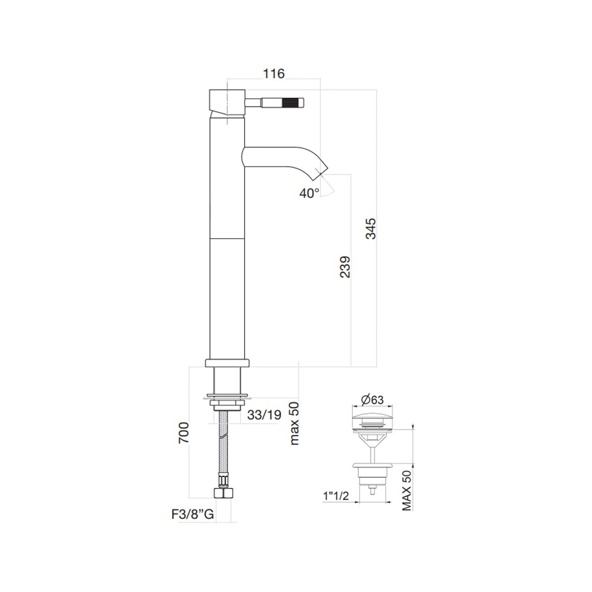 Miscelatore a canna alta per lavabo | Xenon