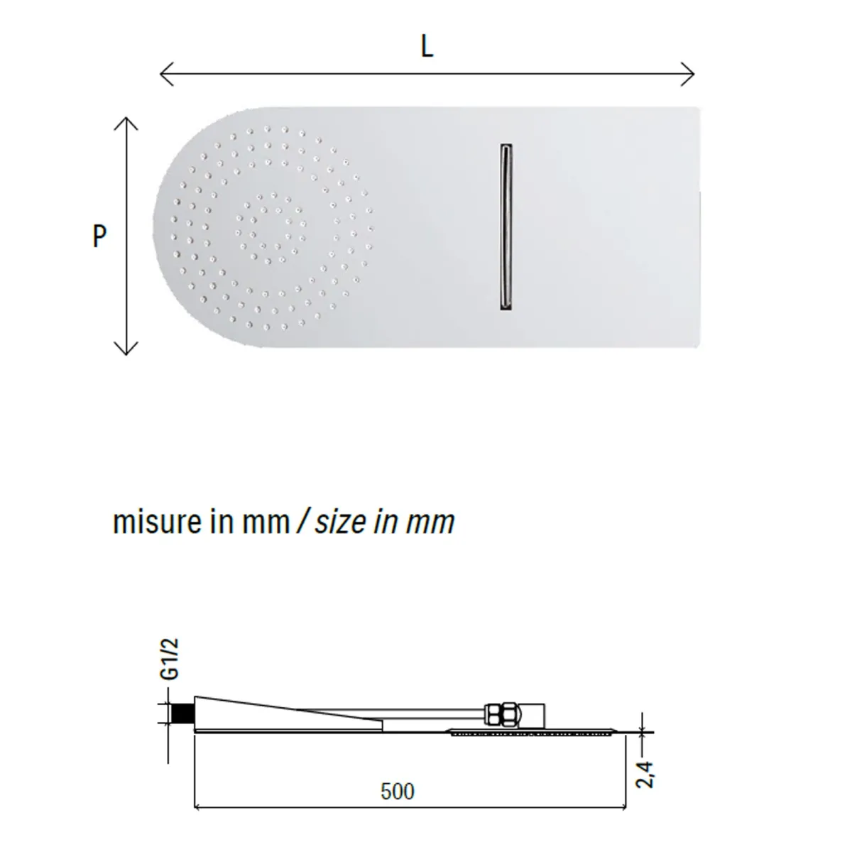Pomme de douche ronde cascade | Pluie de mur