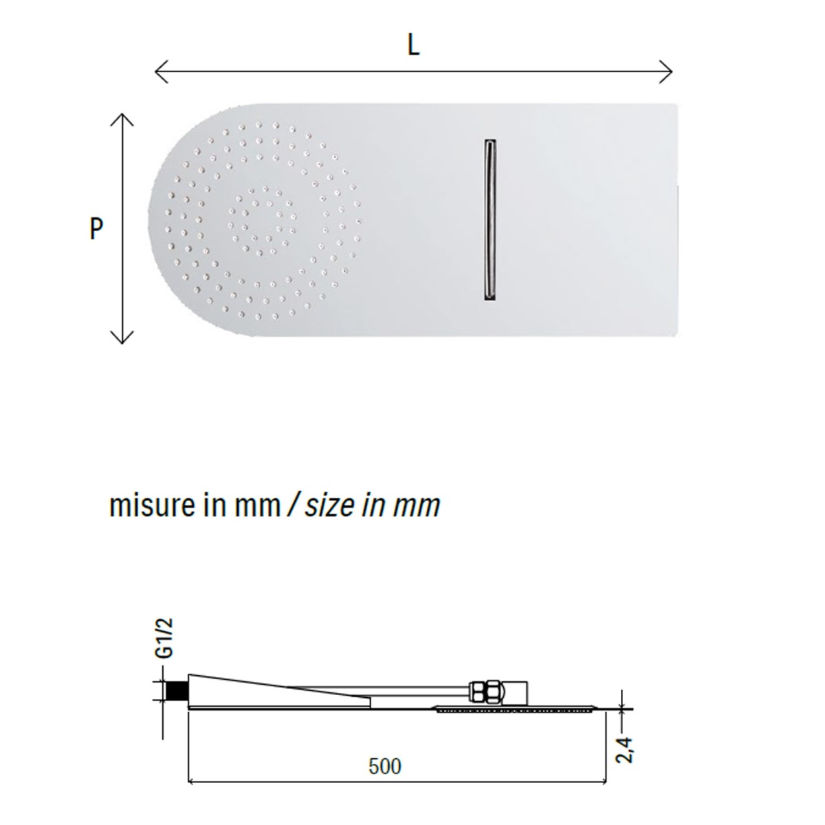 Soffione doccia con cascata Tondo | Wall Rain