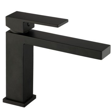 Mitigeur lavabo carré noir mat noir total | Manhattan
