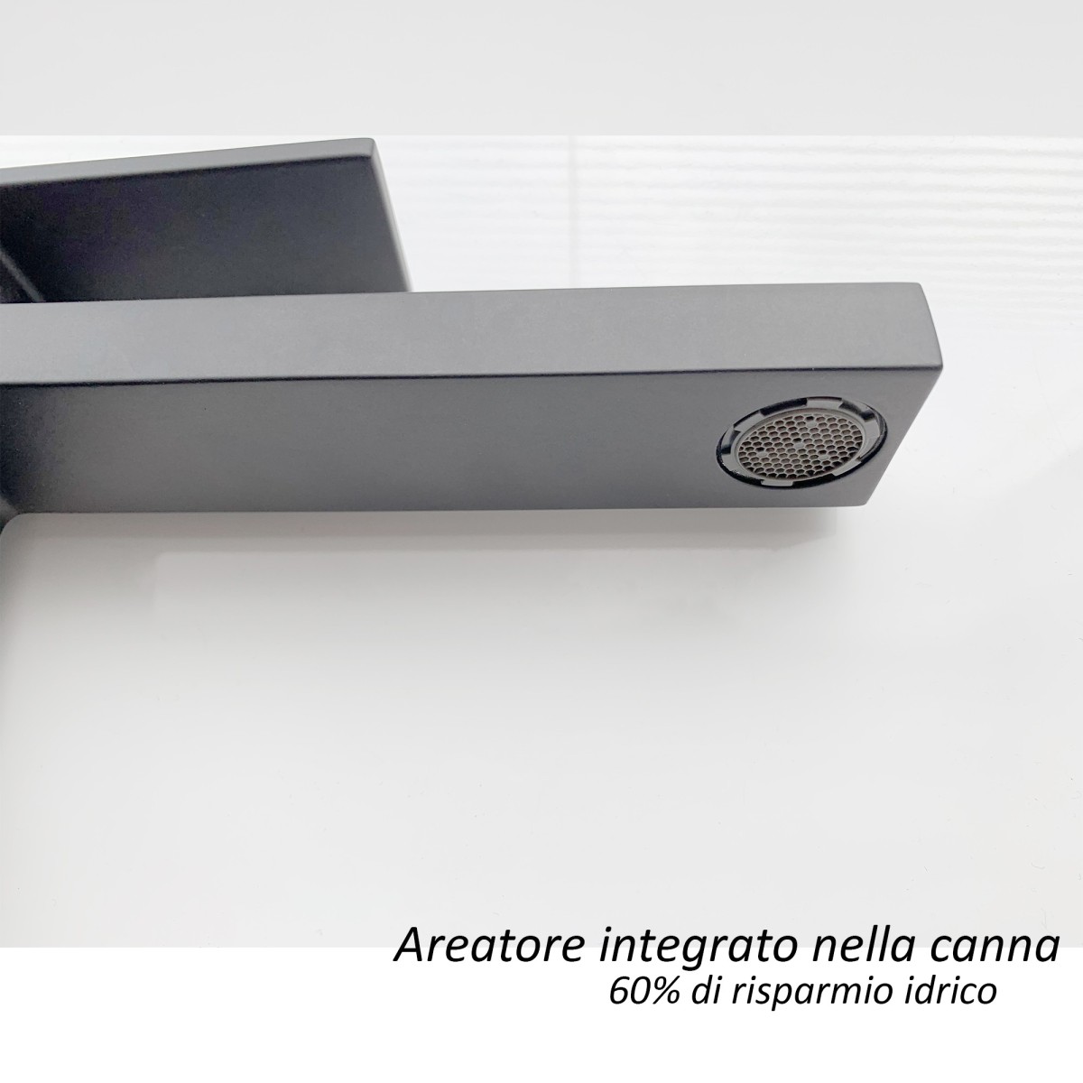 Miscelatore lavabo quadrato nero opaco total black |...