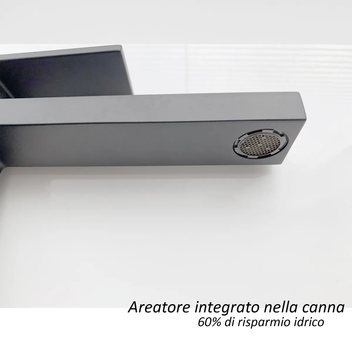 Miscelatore lavabo quadrato nero opaco total black |...