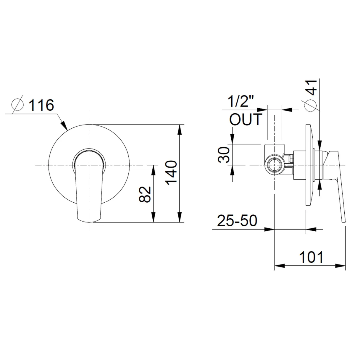 Miscelatore doccia incasso cromato 1 via Funky