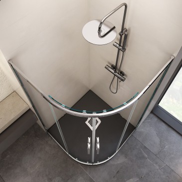 Cabine de douche semi-circulaire transparente Atena | Mondialshop