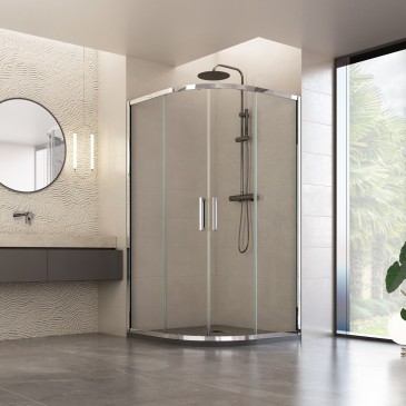 Cabine de douche semi-circulaire transparente Atena | Mondialshop