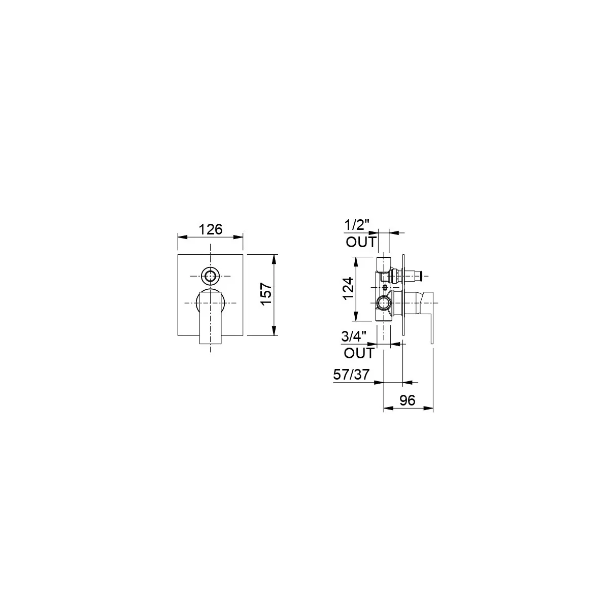 Chrom-Einbau-Brausebatterie mit Umsteller und...