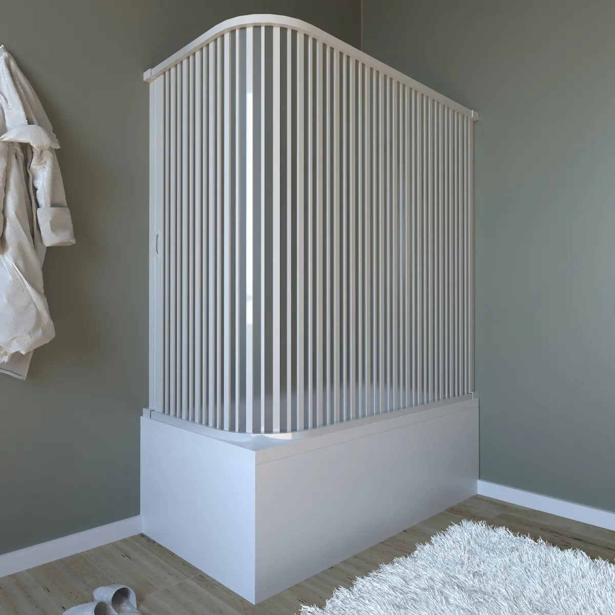 Receveur de baignoire en PVC blanc avec 1 porte pliante
