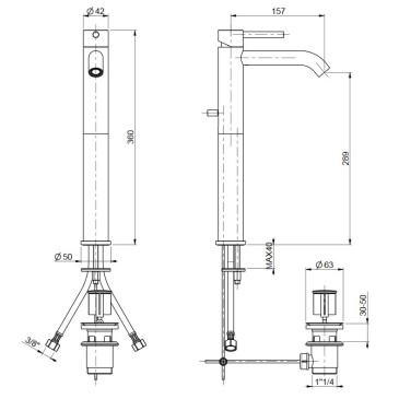 Miscelatore lavabo alto con...