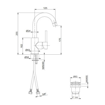 Rubinetto lavabo con bocca girevole cromo Jackie