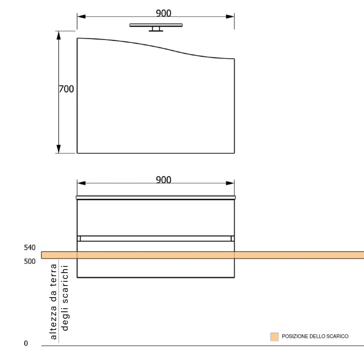 Meuble de salle de bain suspendu 90cm bois d'orme tIerra...