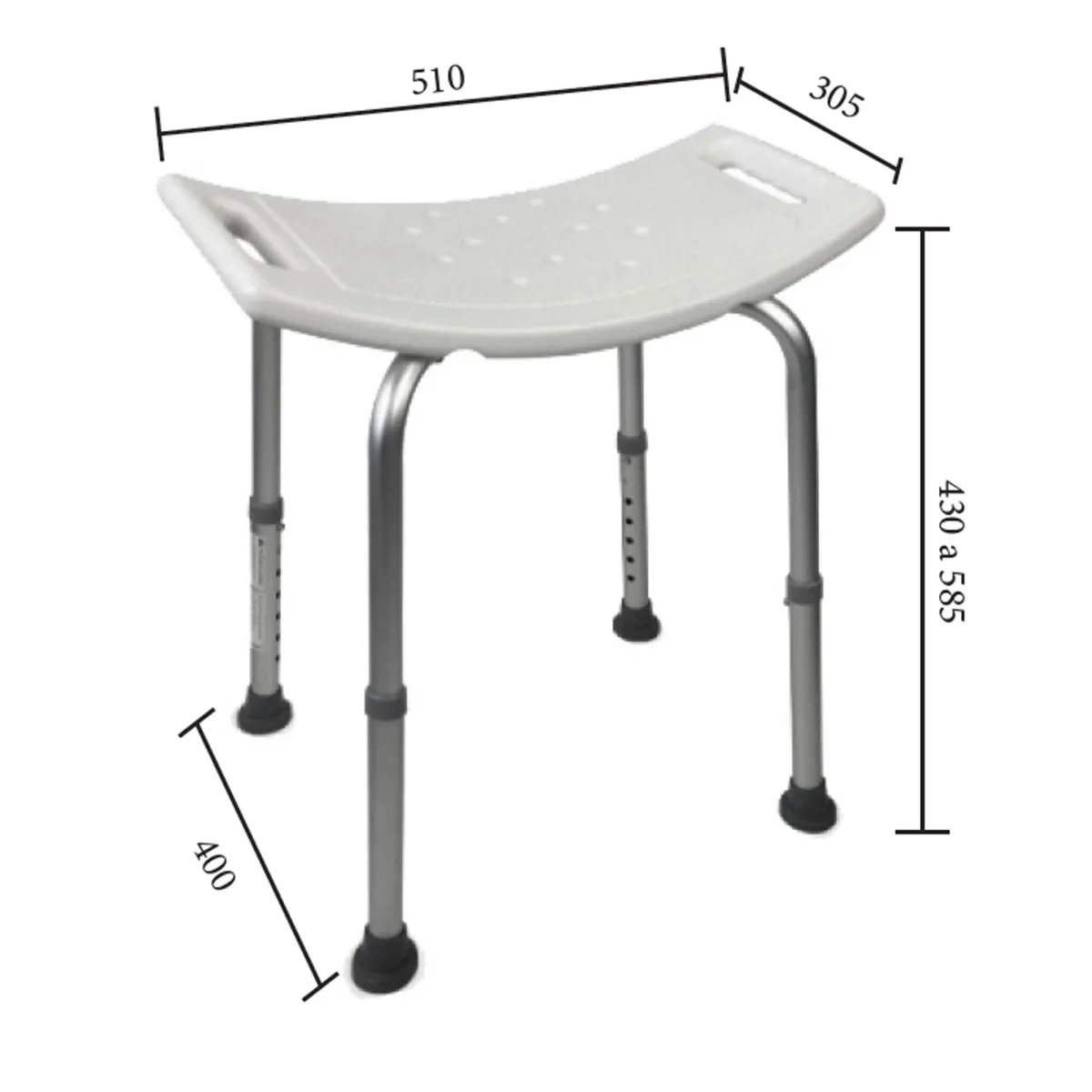 Höhenverstellbarer Aluminiumstuhl für Duschwanne, Sitz...