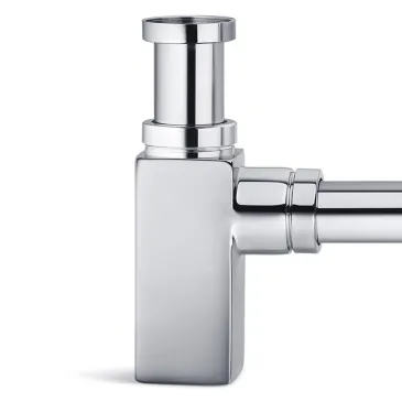 Sifone estetico quadrato per lavandino bagno cromato ispezionabile
