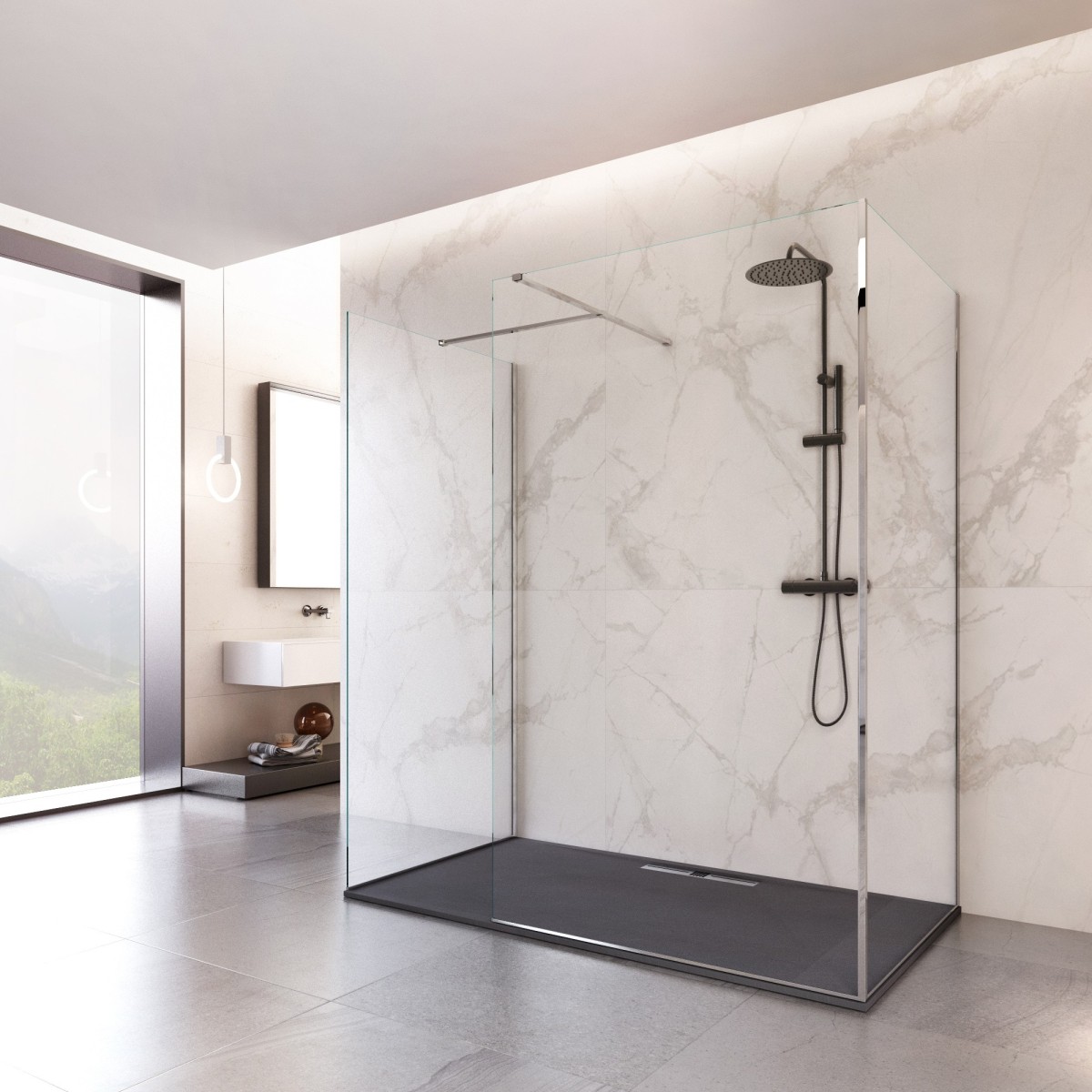 Cabine de douche Osiride 8 mm à trois côtés | Mondialshop