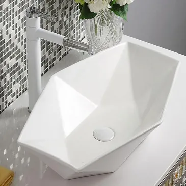 Lavabo bianco esagonale da appoggio bianco 37x57
