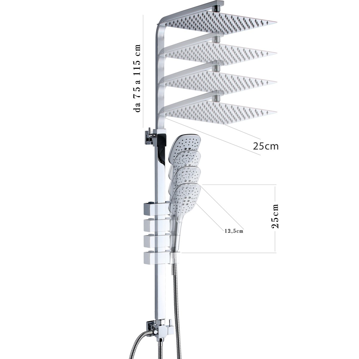 Colonne de douche sans mitigeur avec pommeau de douche et...