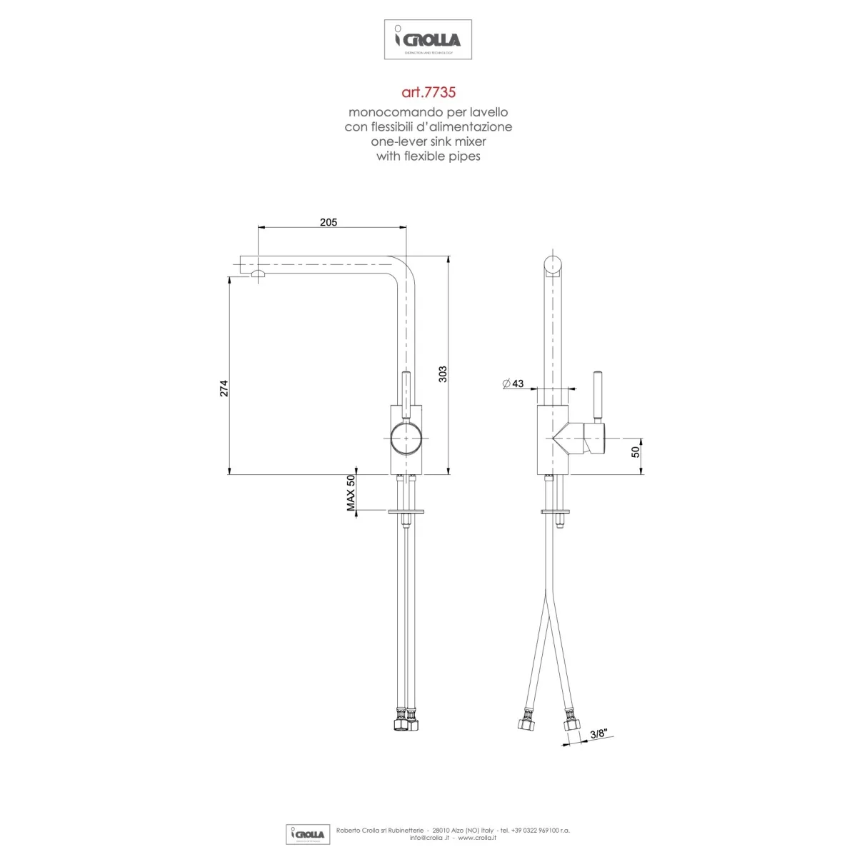 Rubinetto miscelatore da cucina cromato Bonnie
