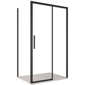 Doppelseitige Duschkabine mit schwarzen Profilen aus 6 mm starkem, transparentem LAGOA-Glas