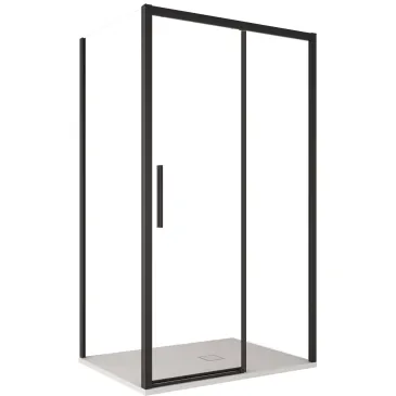 Doppelseitige Duschkabine mit schwarzen Profilen aus 6 mm starkem, transparentem LAGOA-Glas