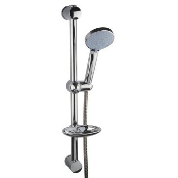 Verchromte Duschstange mit Ablage und Handbrause