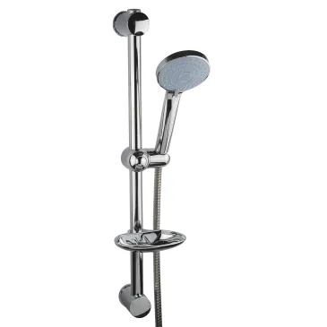 Verchromte Duschstange mit Ablage und Handbrause