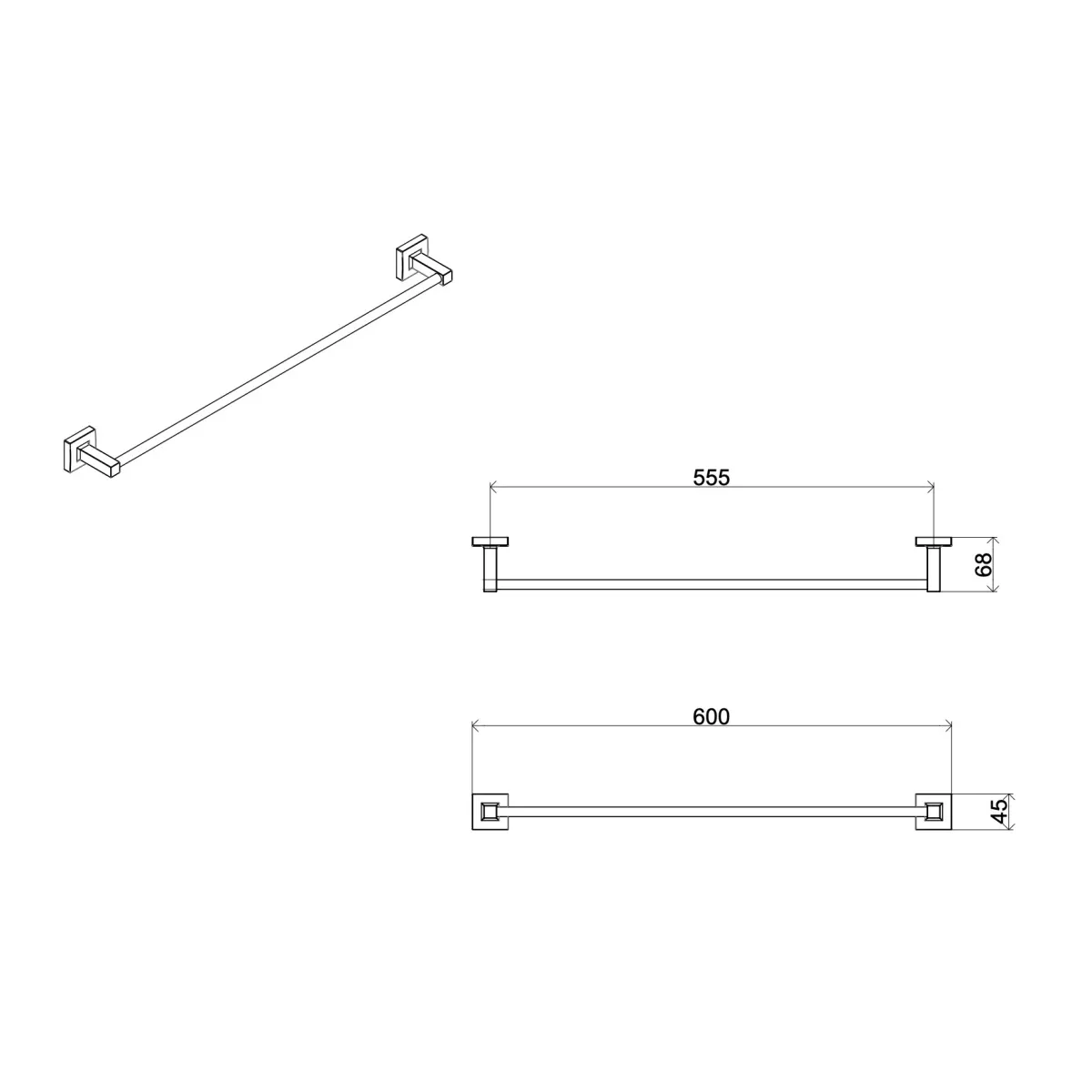Barre porte-serviettes mural cm 60 chrome | Zurich
