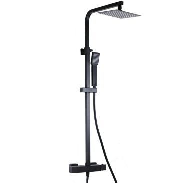 Colonne de douche noire avec mitigeur 2 voies pommeau de douche 20x20 en ABS Este Black