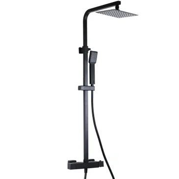 Colonne de douche noire avec mitigeur 2 voies pommeau de douche 20x20 en ABS Este Black