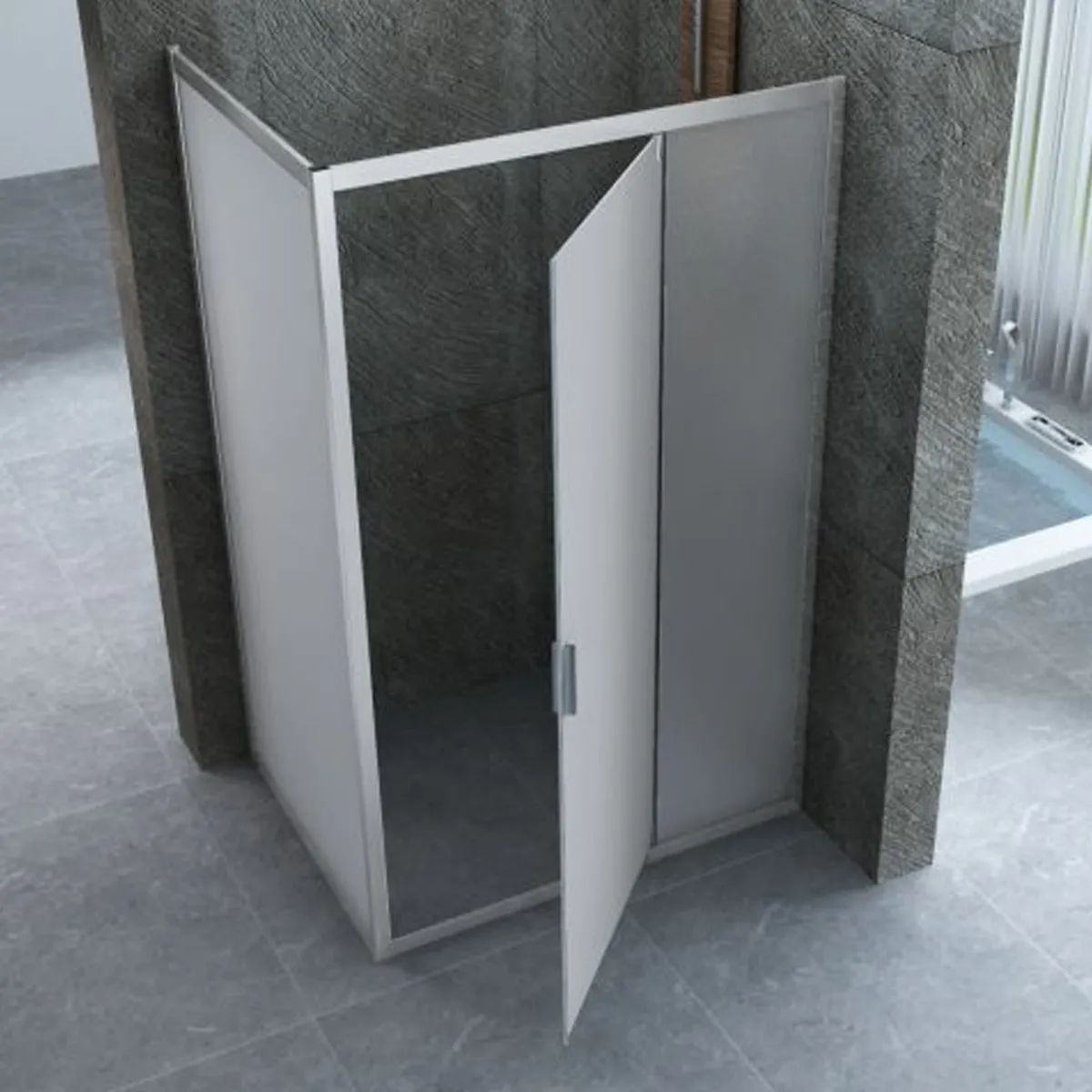Paroi de douche opaque avec porte battante des deux côtés...
