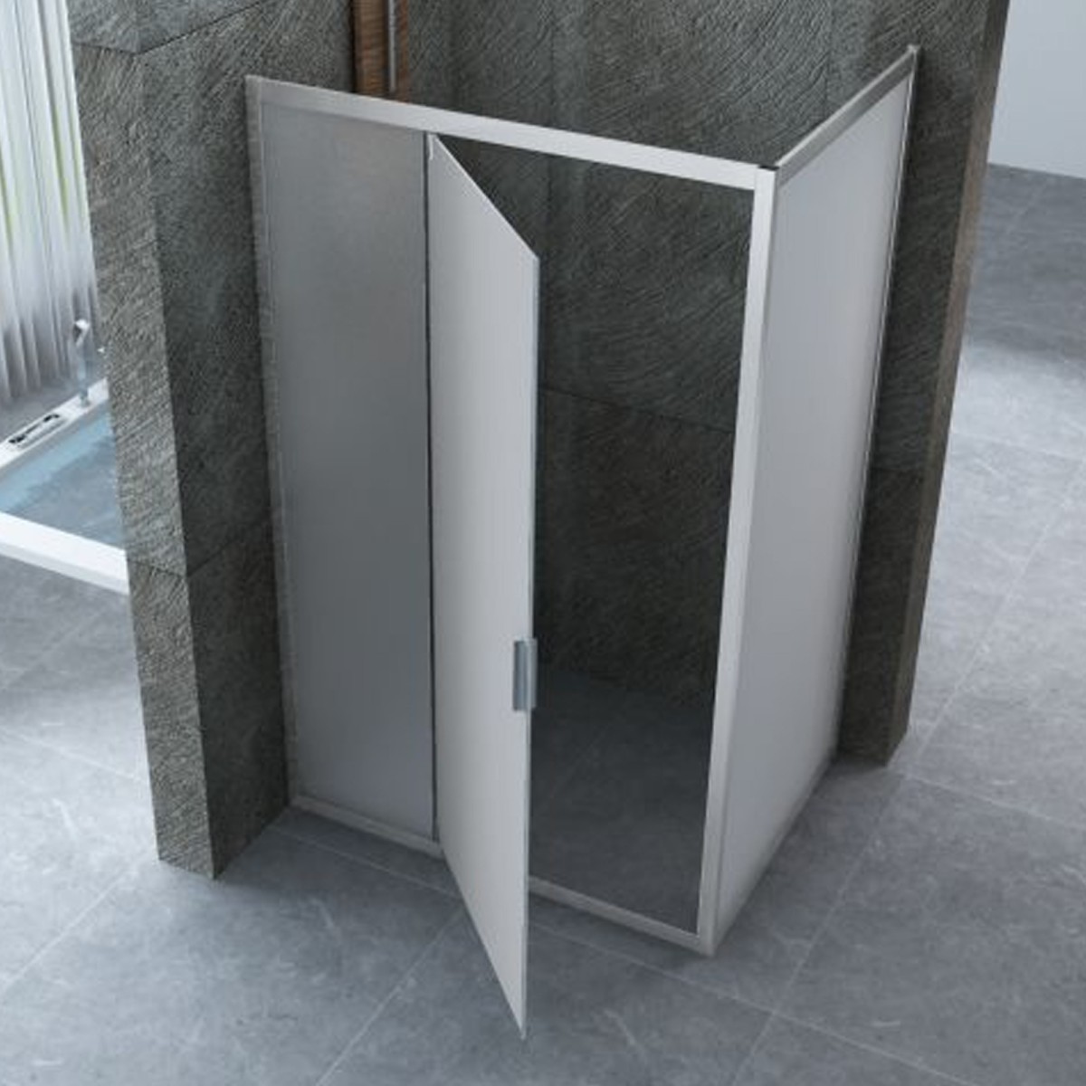 Paroi de douche opaque avec porte battante des deux côtés...