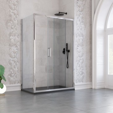 Cabine de douche d'angle coulissante Agatina 195 mm à deux côtés | Mondialshop