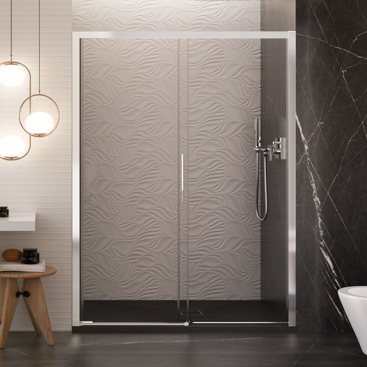 Porte de douche coulissante en cristal de 6 mm sans...