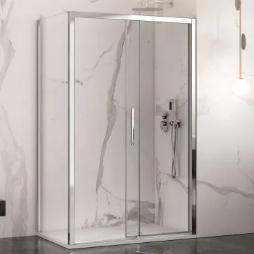Vetro temperato di sicurezza 6mm con trattamento anticalcare professionale.