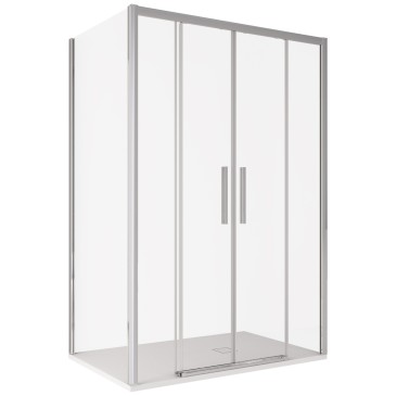 Cabine de douche Lagoa à deux portes et paroi fixe, porte coulissante de 6 mm, h195
