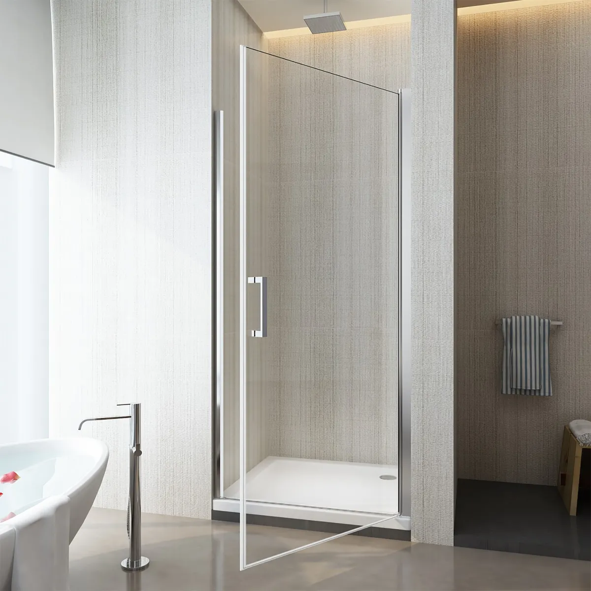 Porte de douche pour cabine de douche à charnière Nicla...
