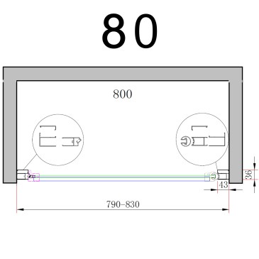 Porta Doccia Nicchia Battente NICLA 8mm H200 Anticalcare