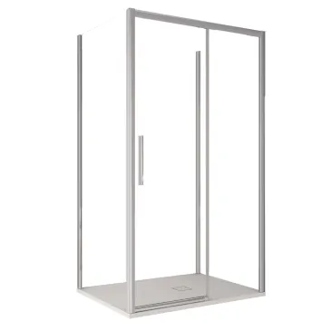 Cabine de douche LAGOA à trois côtés avec verre de 6 mm et entrée centrale