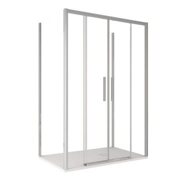 Cabine de douche LAGOA à trois côtés, verre de 6 mm, design minimaliste, porte coulissante