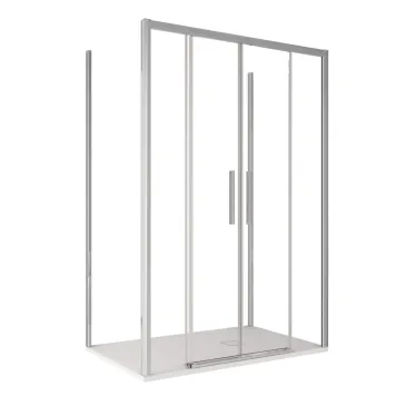 Dreiseitige Duschkabine LAGOA, 6 mm Glas, minimalistisches Design, Schiebetür