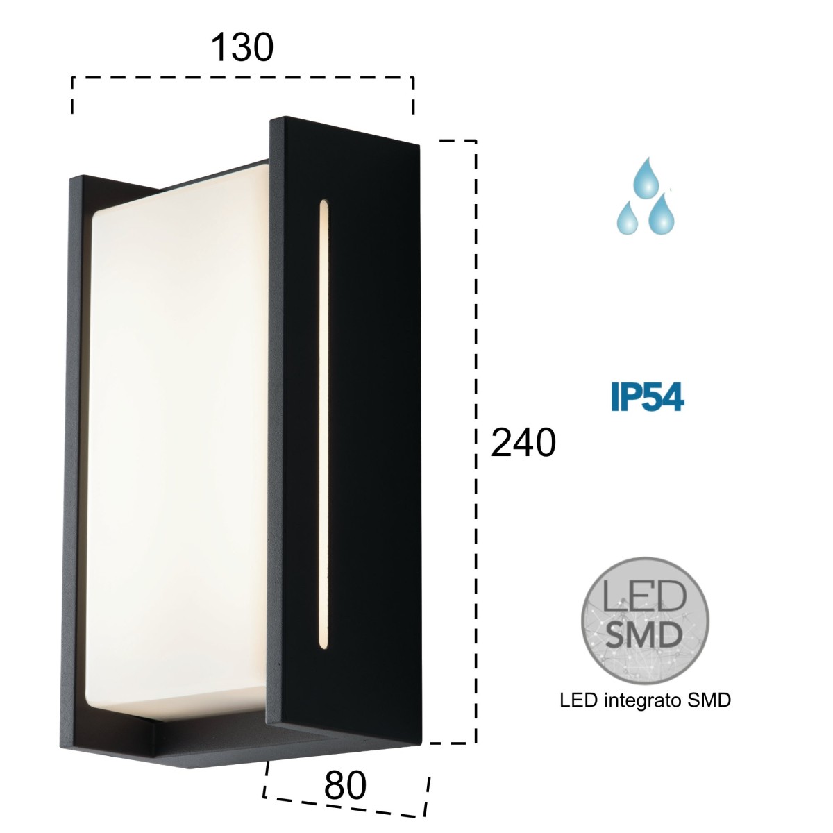 18W anthrazitfarbene LED-Außenwandleuchte Square