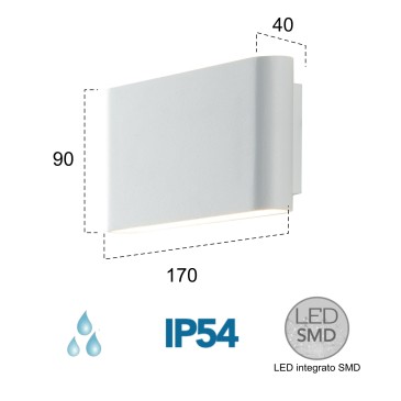 Applique murale extérieure à DEL à double émission blanche | Mondialshop