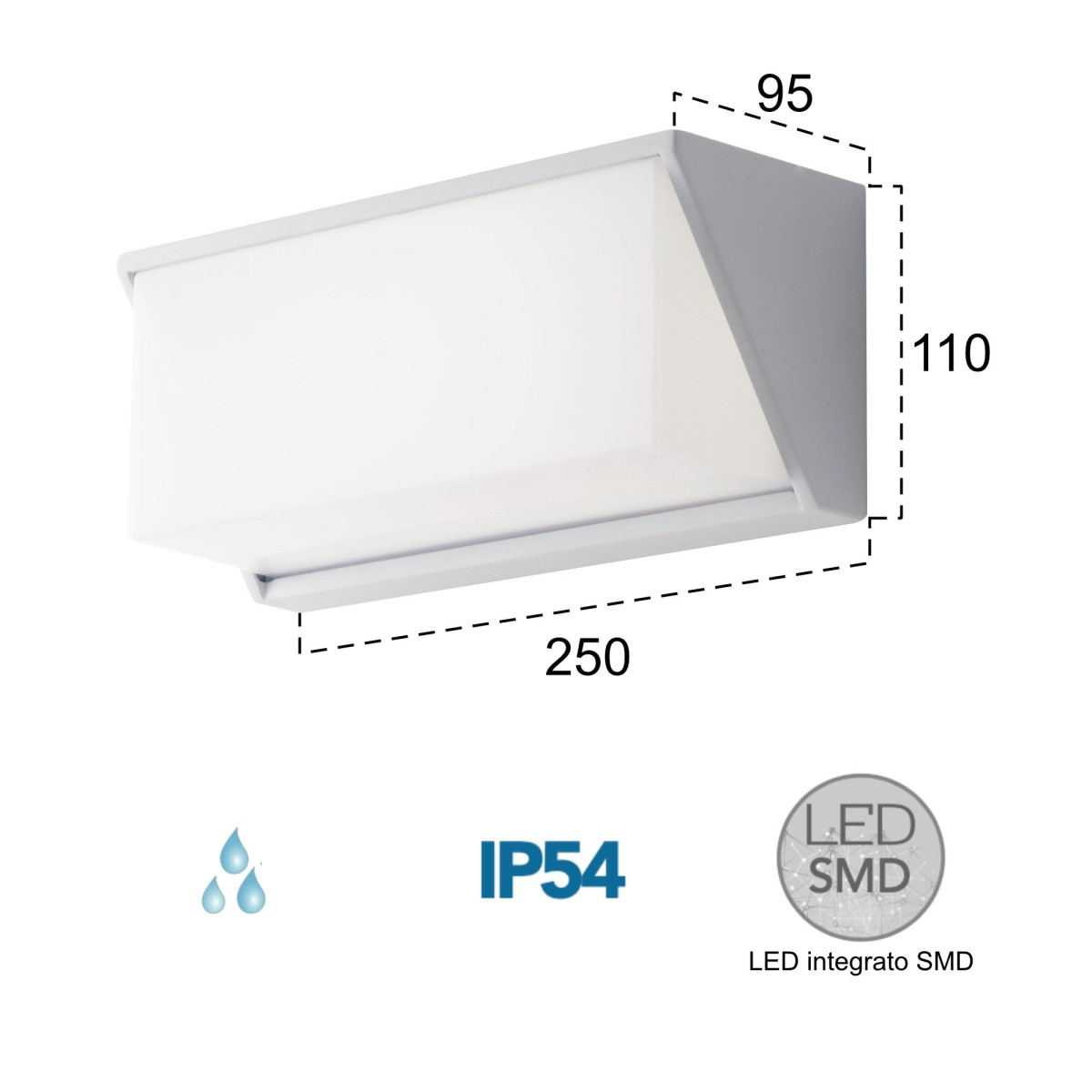 Applique da parete per esterno 12W a led bianca Liz