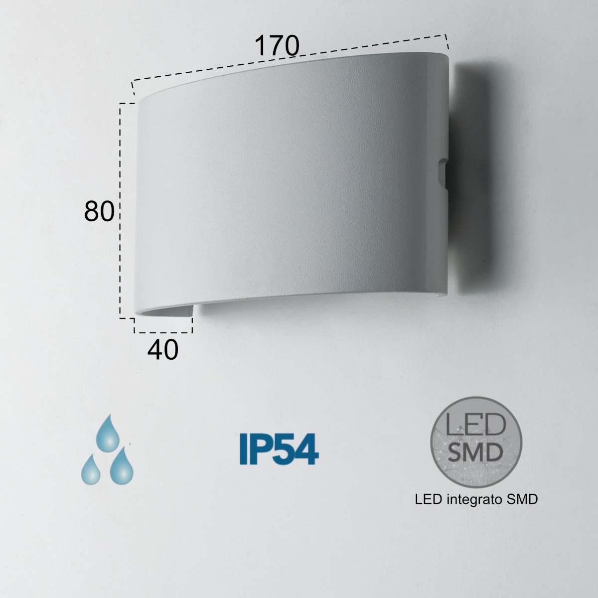 Applique da parete per esterno 6W a led doppia emissione...