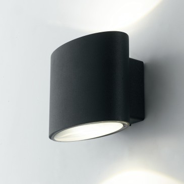 Applique da parete per esterno 2x4w a led a doppia emissione nera Elly