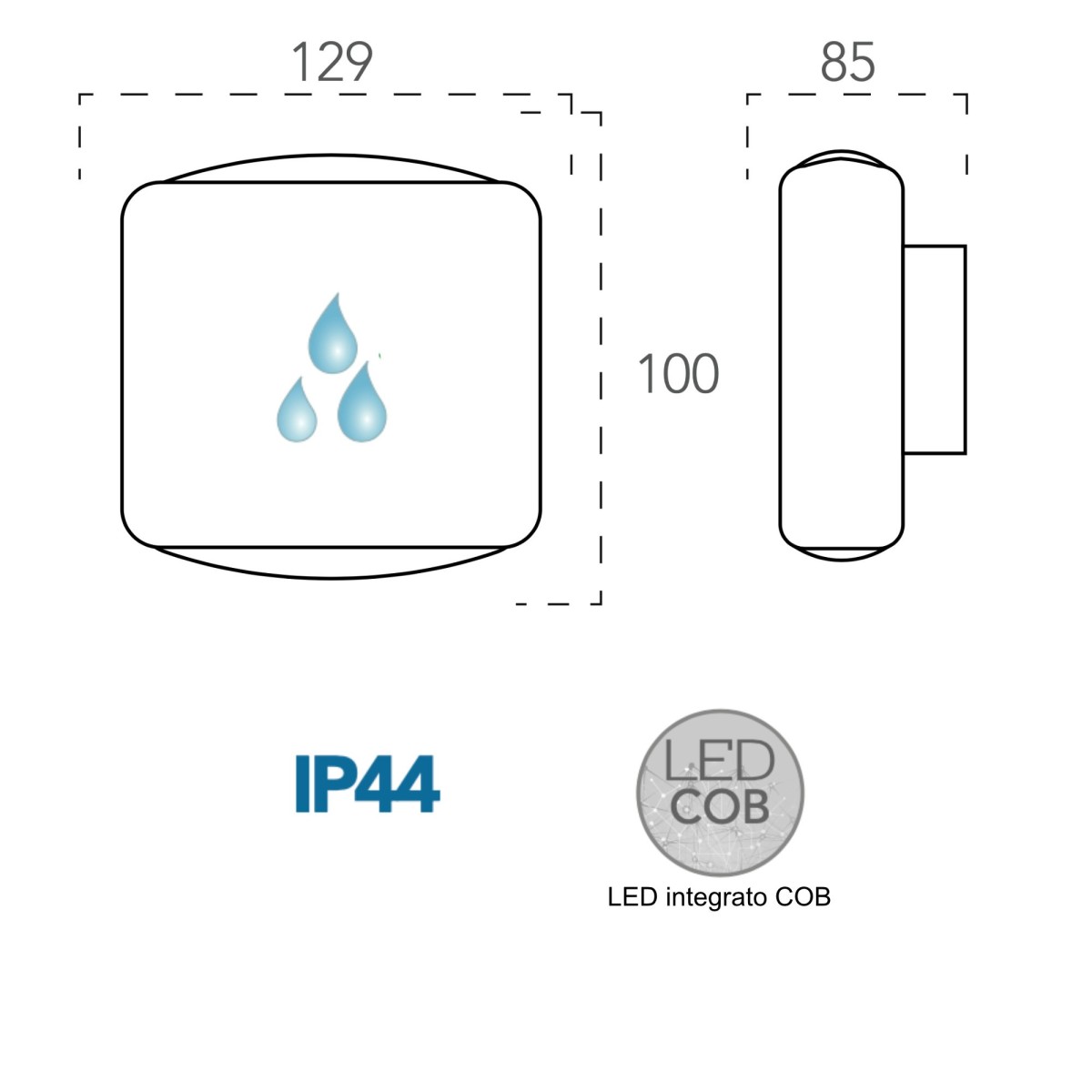 Applique d'extérieur 2x4w avec led Elly argent