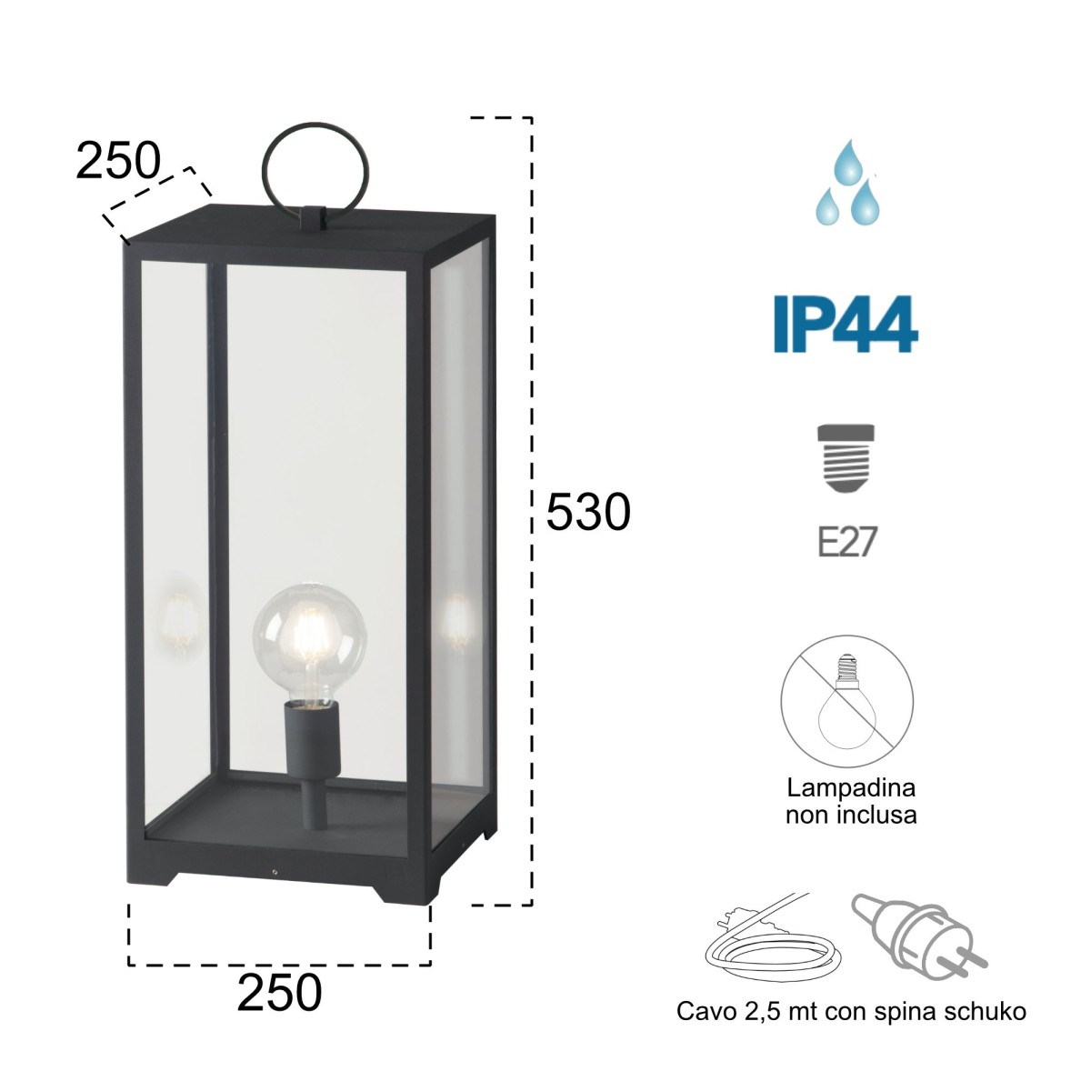 Lanterne au sol pour extérieur 60W E27 anthracite Gastly