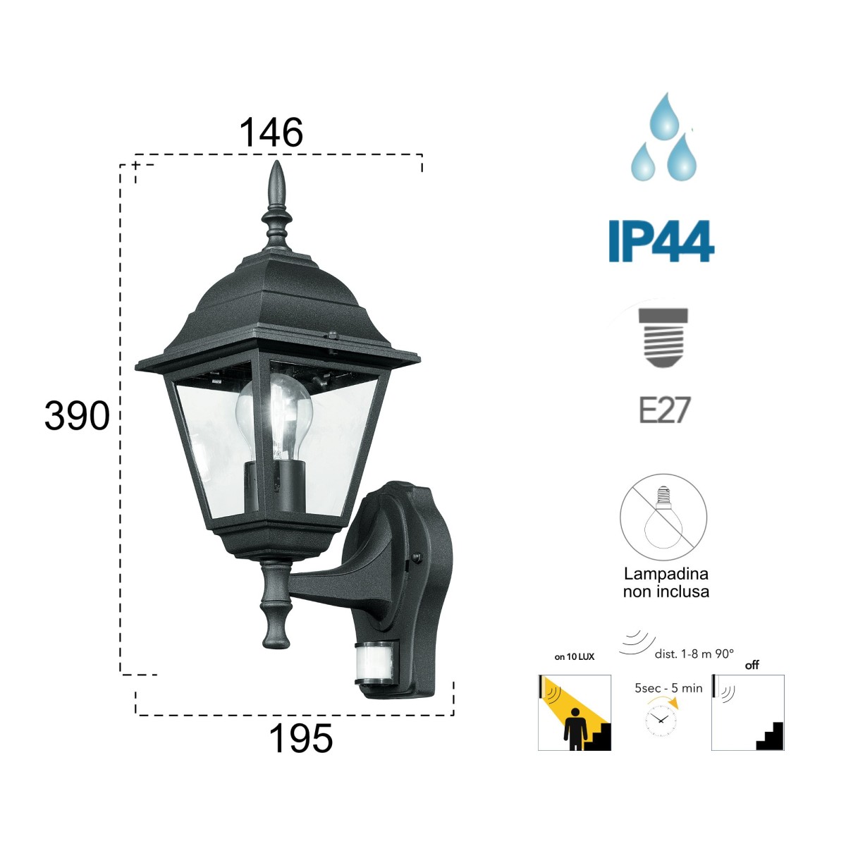 Lanterna da Esterno con Sensore | Mondialshop