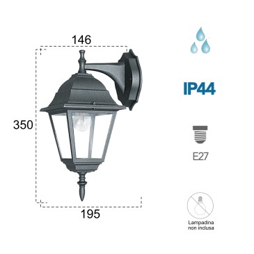 Applique murale extérieure noire E27 60W | Mondialshop