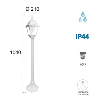 Lampadaire extérieur noir et blanc | Mondialshop