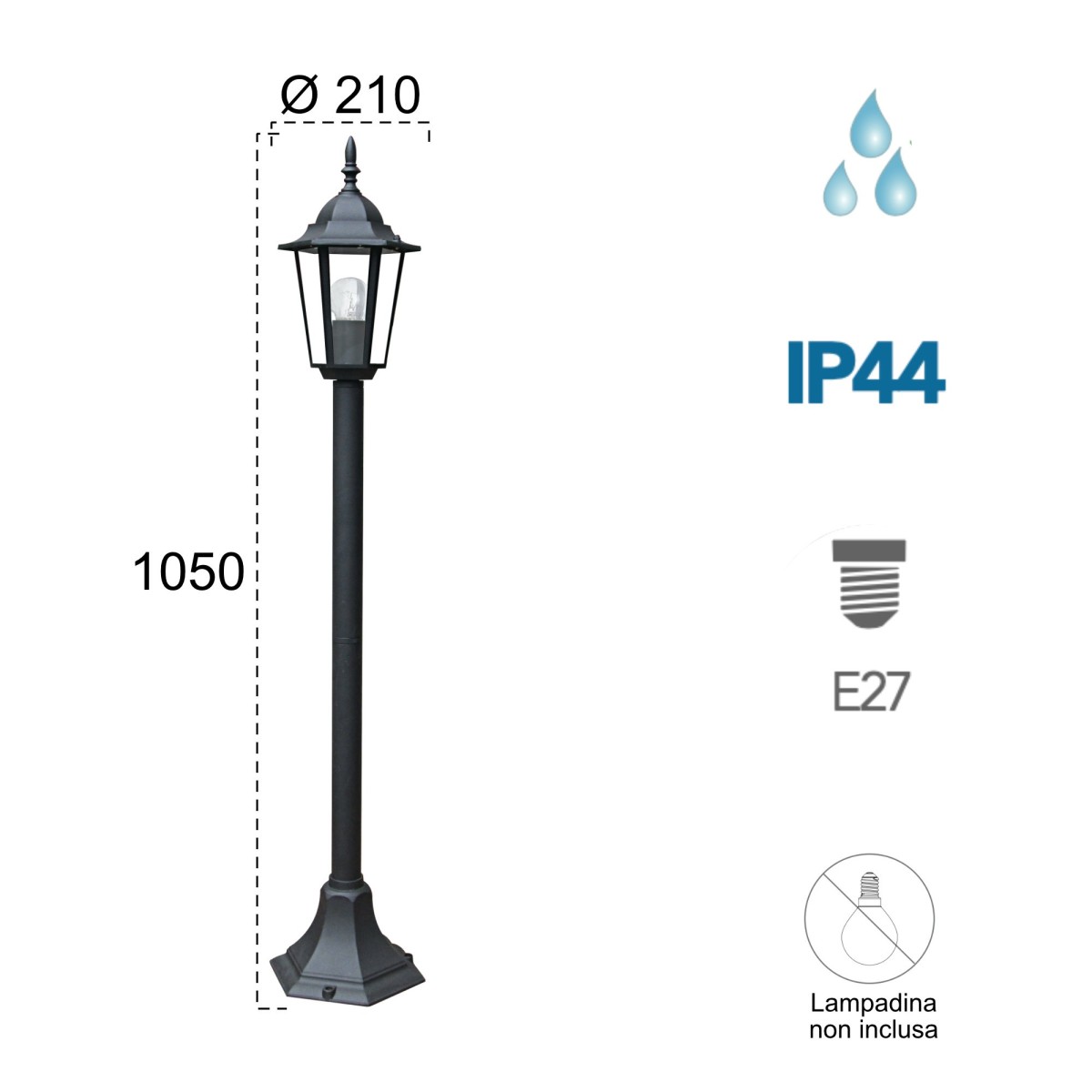 Lampadaire extérieur, blanc ou noir | Mondialshop